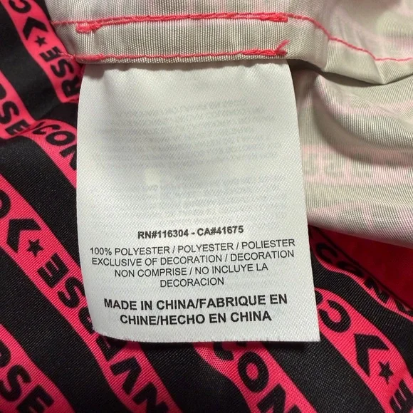 Converse Neon Pink and Black Windbreaker Track Jacket Size Medium - Picture 5 of 5